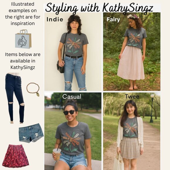 Empowering Graphic Gray Womens T-Shirt Size Small Flower Power Uplifting Words - Picture 4 of 8